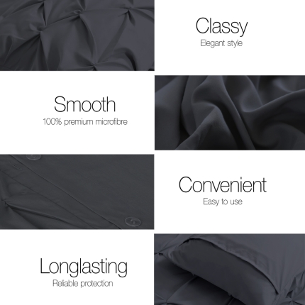 Giselle Bedding Super King Quilt Cover Set - Black - Image 4