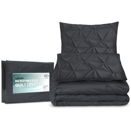 Giselle Bedding Super King Quilt Cover Set - Black - Image 5