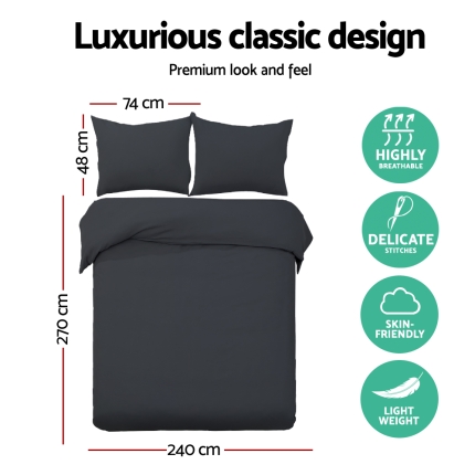 Giselle Bedding Super King Classic Quilt Cover Set - Black - Image 2