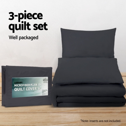 Giselle Bedding Super King Classic Quilt Cover Set - Black - Image 5