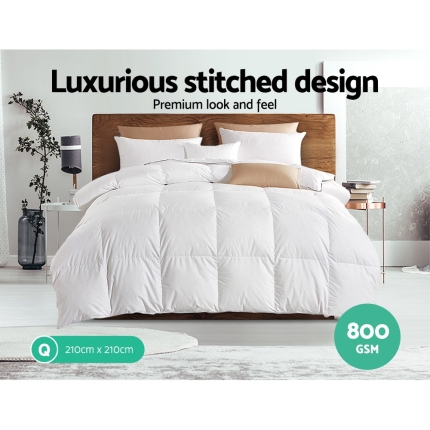 Giselle Bedding 800GSM Goose Down Feather Quilt Cover Duvet Winter Doona White Queen - Image 2