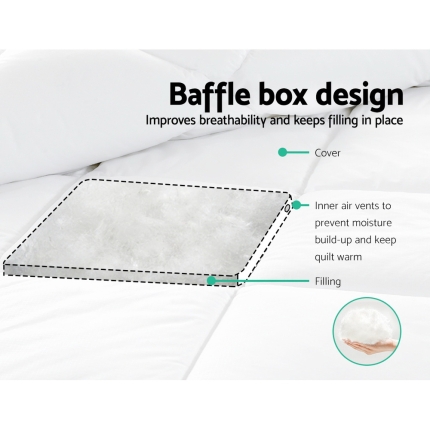 Giselle Bedding 800GSM Goose Down Feather Quilt Cover Duvet Winter Doona White Queen - Image 5