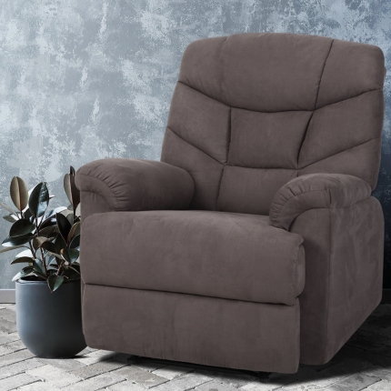Artiss Recliner Chair Luxury Lounge Sofa Chairs Foam Padded Suede Fabric Armchair Couch Grey - Image 7