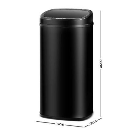 58L Motion Sensor Rubbish Bin - Black - Image 2