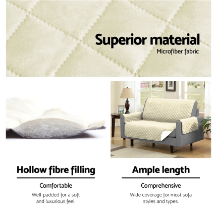 Artiss Sofa Cover Quilted Couch Covers Lounge Protector Slipcovers 1 Seater Khaki - Image 4