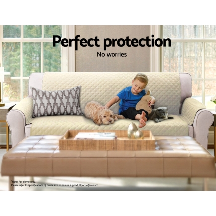 Artiss Sofa Cover Quilted Couch Covers Lounge Protector Slipcovers 1 Seater Khaki - Image 5