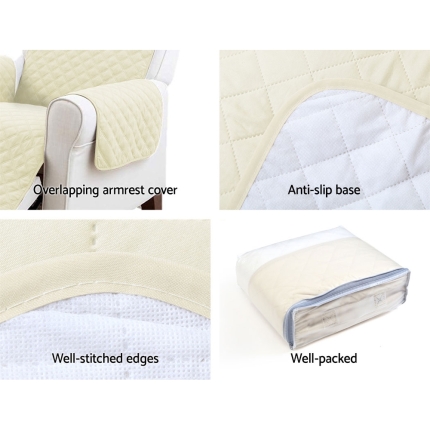 Artiss Sofa Cover Quilted Couch Covers Lounge Protector Slipcovers 1 Seater Khaki - Image 6