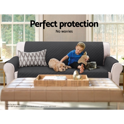 Artiss Sofa Cover Quilted Couch Covers Lounge Protector Slipcovers 2 Seater Dark Grey - Image 5