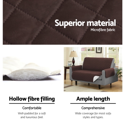 Artiss Sofa Cover Quilted Couch Covers Lounge Protector Slipcovers 3 Seater Coffee - Image 4