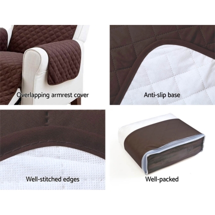 Artiss Sofa Cover Quilted Couch Covers Lounge Protector Slipcovers 3 Seater Coffee - Image 6