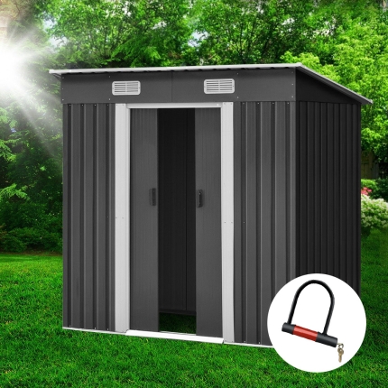 Giantz 1.94 x 1.21m metal Tool Shed - Grey - Image 7