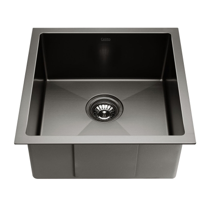 Cefito Stainless Steel Kitchen Sink 440X440MM Under/Topmount Sinks Laundry Bowl Black - Image 3