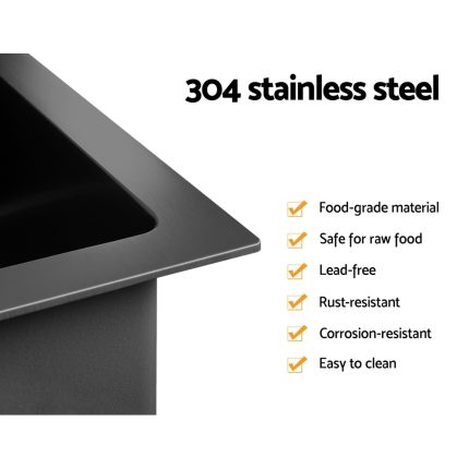 Cefito Stainless Steel Kitchen Sink 440X440MM Under/Topmount Sinks Laundry Bowl Black - Image 4