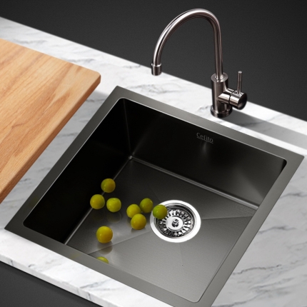 Cefito Stainless Steel Kitchen Sink 440X440MM Under/Topmount Sinks Laundry Bowl Black - Image 7