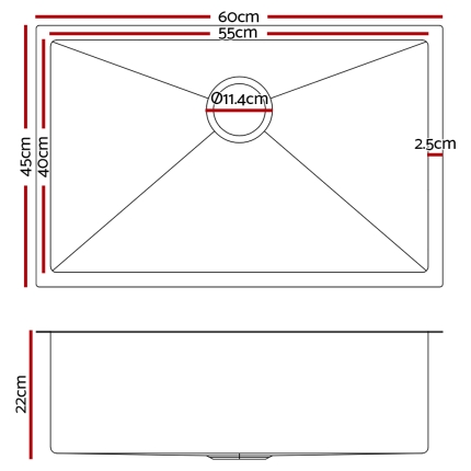 Cefito Stainless Steel Kitchen Sink 600X450MM Under/Topmount Sinks Laundry Bowl Black - Image 2