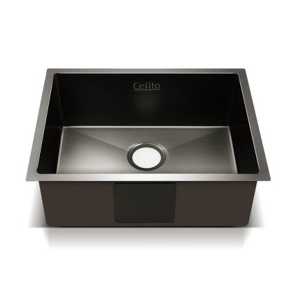 Cefito Stainless Steel Kitchen Sink 600X450MM Under/Topmount Sinks Laundry Bowl Black - Image 3