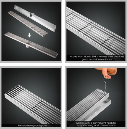 Cefito Shower Grate Heelguard 900mm Drain Stainless Steel Floor Waste Bathroom - Image 4