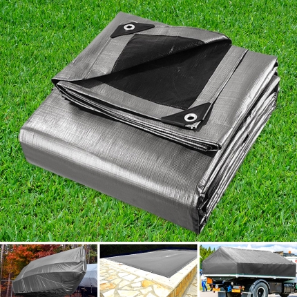 Instahut 3.6x4.8m Tarp Camping Tarps Poly Tarpaulin Heavy Duty Cover 180gsm Silver - Image 7