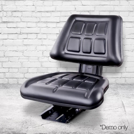 Giantz PU Leather Tractor Seat with Sliding Track - Black - Image 7