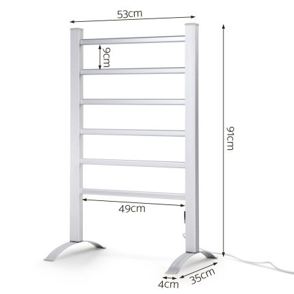 Devanti Electric Heated Towel Rail Rails Warmer Rack Aluminium Bar Bathroom - Image 2