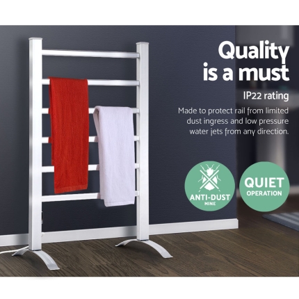 Devanti Electric Heated Towel Rail Rails Warmer Rack Aluminium Bar Bathroom - Image 4