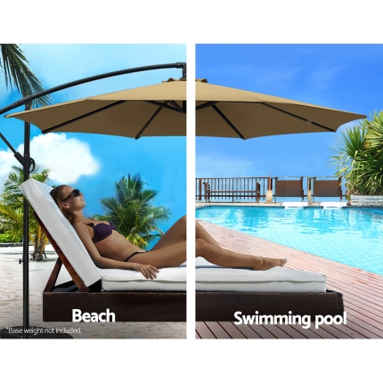 Instahut 3M Cantilevered Outdoor Umbrella - Beige - Image 4