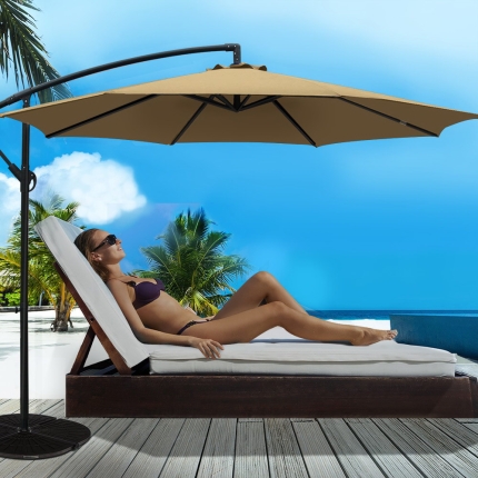 Instahut 3M Cantilevered Outdoor Umbrella - Beige - Image 7