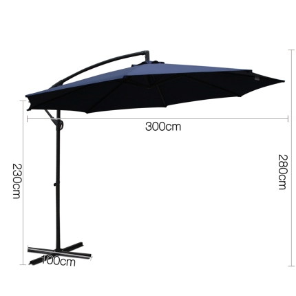 Instahut 3M Cantilevered Outdoor Umbrella - Navy - Image 2