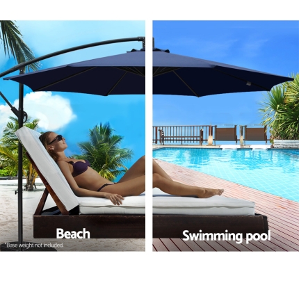 Instahut 3M Cantilevered Outdoor Umbrella - Navy - Image 4