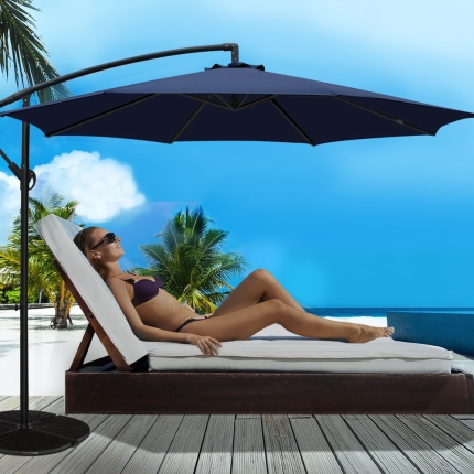Instahut 3M Cantilevered Outdoor Umbrella - Navy - Image 7
