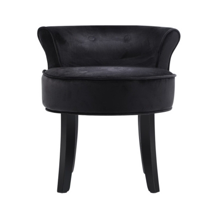 Artiss Velvet Vanity Stool Backrest Stools Dressing Table Chair Makeup Bedroom Black - Image 3