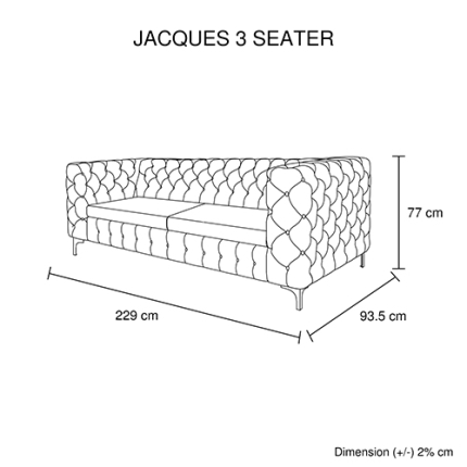 Jacques 3 Seater Black Colour - Image 2