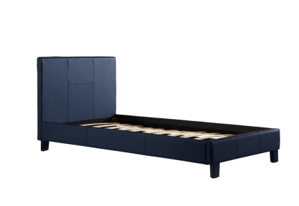 Single PU Leather Bed Frame Blue - Image 3
