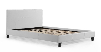 Double PU Leather Bed Frame White - Image 3