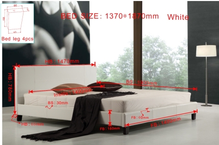 Double PU Leather Bed Frame White - Image 7