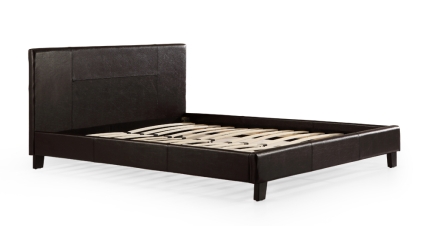 Queen PU Leather Bed Frame Brown - Image 3