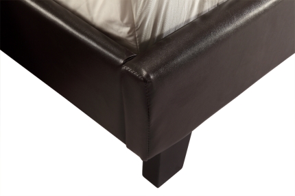 Queen PU Leather Bed Frame Brown - Image 4