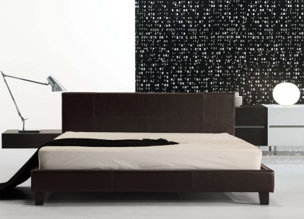 King PU Leather Bed Frame Brown - Image 2