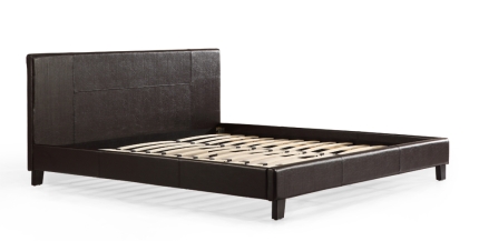 King PU Leather Bed Frame Brown - Image 3