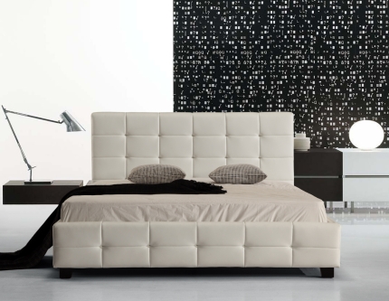 Double PU Leather Deluxe Bed Frame White - Image 2