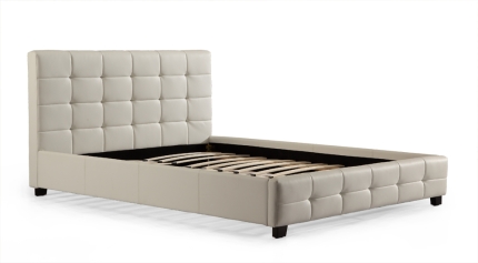 Double PU Leather Deluxe Bed Frame White - Image 3