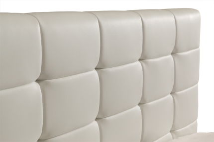Double PU Leather Deluxe Bed Frame White - Image 5