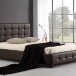 Double PU Leather Deluxe Bed Frame Brown