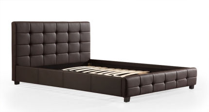 Double PU Leather Deluxe Bed Frame Brown - Image 3