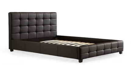 Double PU Leather Deluxe Bed Frame Black - Image 3