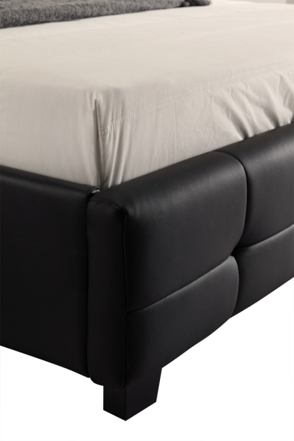 Double PU Leather Deluxe Bed Frame Black - Image 4