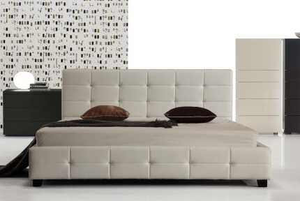 King PU Leather Deluxe Bed Frame White - Image 2