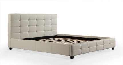 King PU Leather Deluxe Bed Frame White - Image 3