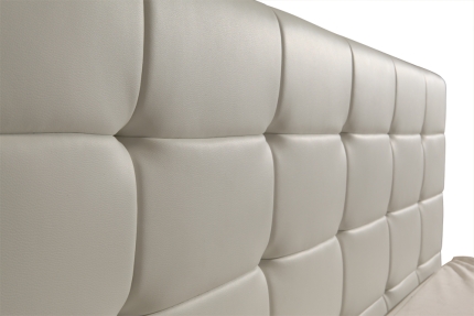 King PU Leather Deluxe Bed Frame White - Image 6