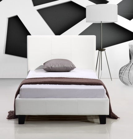 Single PU Leather Bed Frame White - Image 2